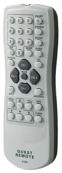 Healthcare TV Extended Guest Remote, White/Gray, Rca, Mfr#: R130K1