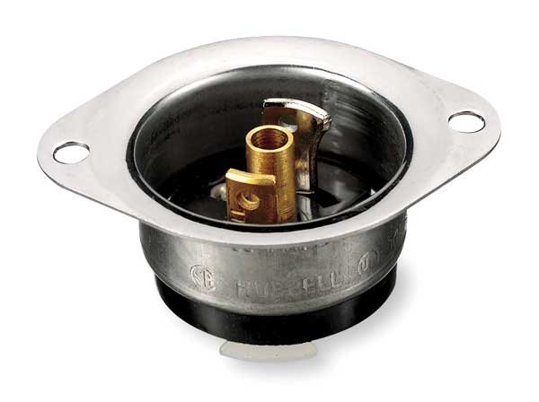 15A Midget Locking Flanged Inlet 2P 3W 120VAC, Hubbell, Mfr#: HBL7595