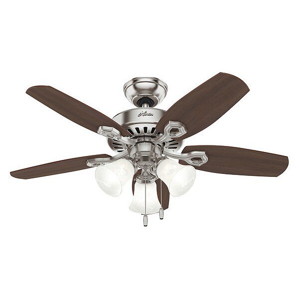 Decorative Ceiling Fan, 42" Blade Dia., 1 Phase, 120V AC, Hunter, Mfr#: 52106