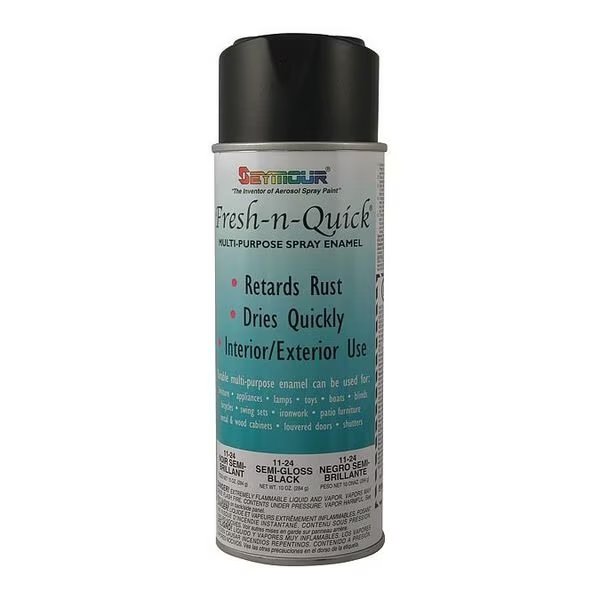 Spray Paint, Black, Semi-Gloss, 10 oz, Seymour Of Sycamore, Mfr#: 11-24