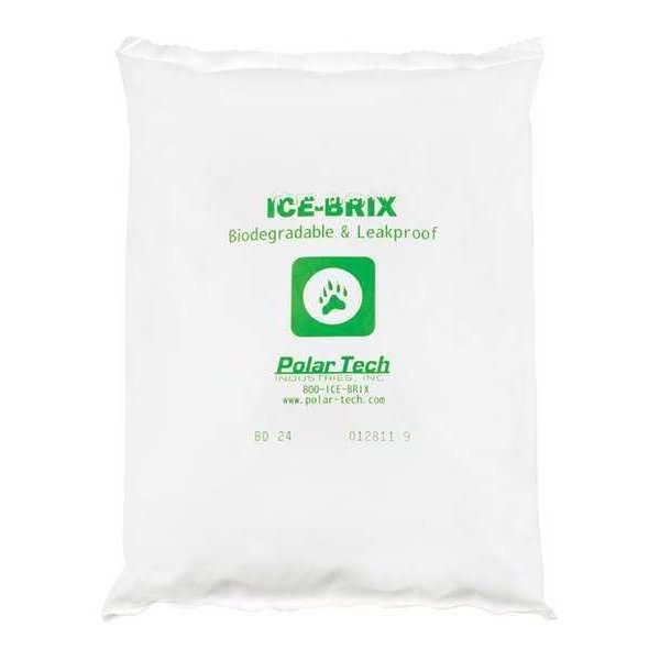 Ice-Brix™ Biodegradable Packs, 24 oz., 8" x 6" x 1 1/4", White, 24/Case, Ice-Brix, Mfr#: IBB24