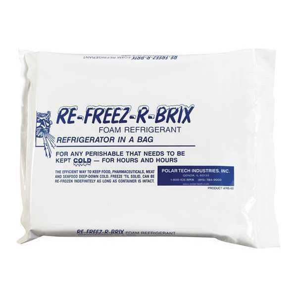 Re-Freez-R-Brix™ Cold Bricks, 9" x 8" x 1 1/2", White, 6/Case, Re-Freez-R-Brix, Mfr#: RB60