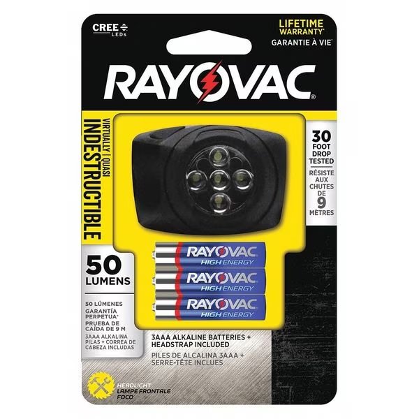 Led Headlamp, w/ Cloth Straps, Rayovac, Mfr#: DIYHL3AAA-BXTB