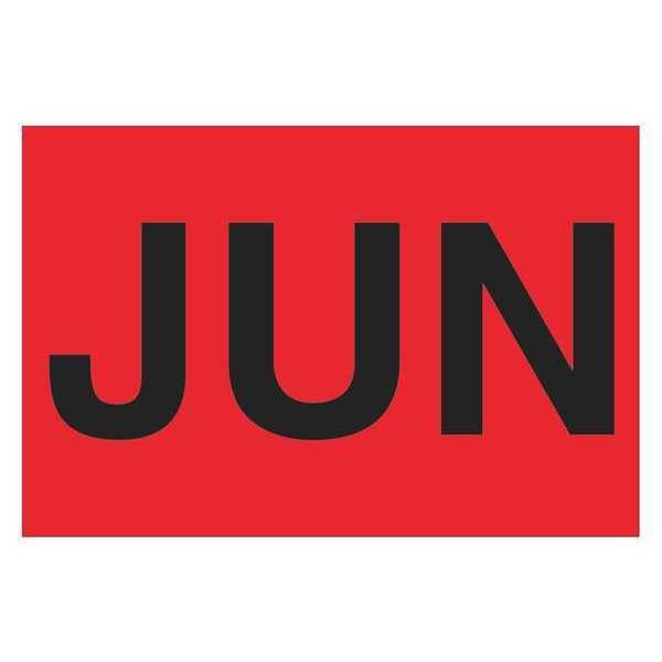 Tape Logic® Months of the Year Labels, "JUN", 2" x 3", Fluorescent Red, 500/Roll, Tape Logic, Mfr#: DL6801
