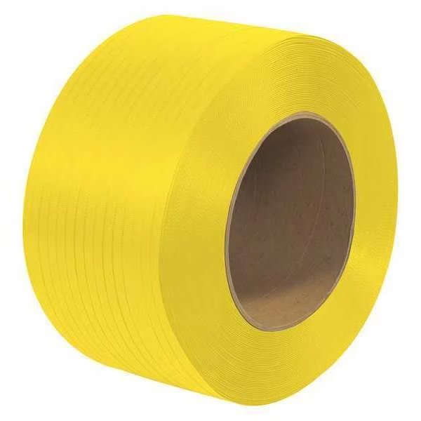 Polypropylene Strapping, Machine Grade, Embossed, 9" x 8" Core, 1/4" x 18000', Yellow, 1/Coil, Partners Brand, Mfr#: PS3422