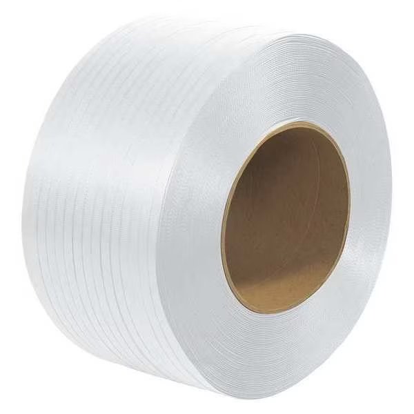 Polypropylene Strapping, Machine Grade, Embossed, 8" x 8" Core, 3/8" x 12900', White, 1/Coil, Partners Brand, Mfr#: PS2212