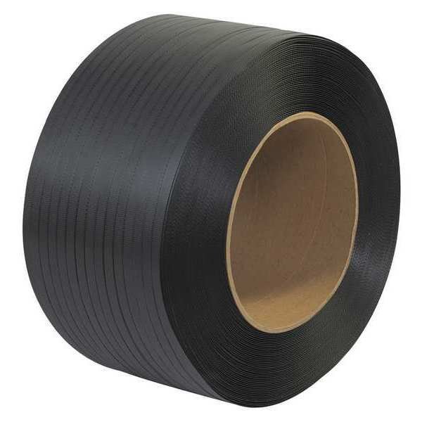 Polypropylene Strapping, Machine Grade, Embossed, 9" x 8" Core, 1/2" x 6600', Black, 1/Coil, Partners Brand, Mfr#: PS3227