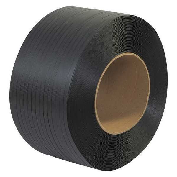 Polypropylene Strapping, Machine Grade, Embossed, 8" x 8" Core, 1/2" x 9000', Black, 1/Coil, Partners Brand, Mfr#: PS2215