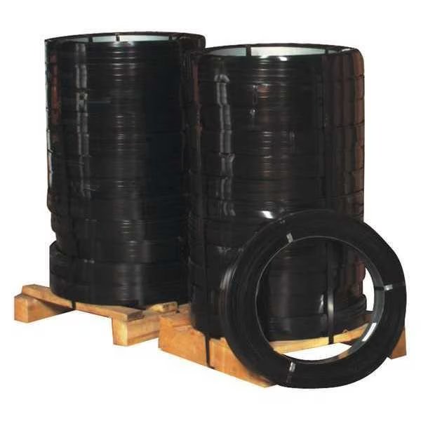 High Tensile Steel Strapping, 1 1/4" x .031 Gauge x 760', Black, 100 Lbs./Coil, Partners Brand, Mfr#: SS114031HT