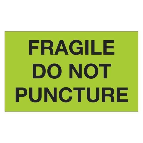 Tape Logic® Labels, "Fragile - Do Not Puncture", 3" x 5", Fluorescent Green, 500/Roll, Tape Logic, Mfr#: DL1197