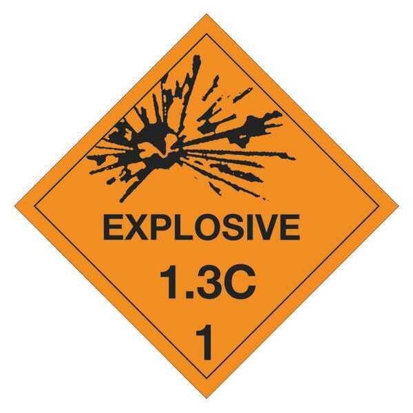 Tape Logic® Labels, "Explosive - 1.3C - 1", 4" x 4", Orange/Black, 500/Roll, Tape Logic, Mfr#: DL5060