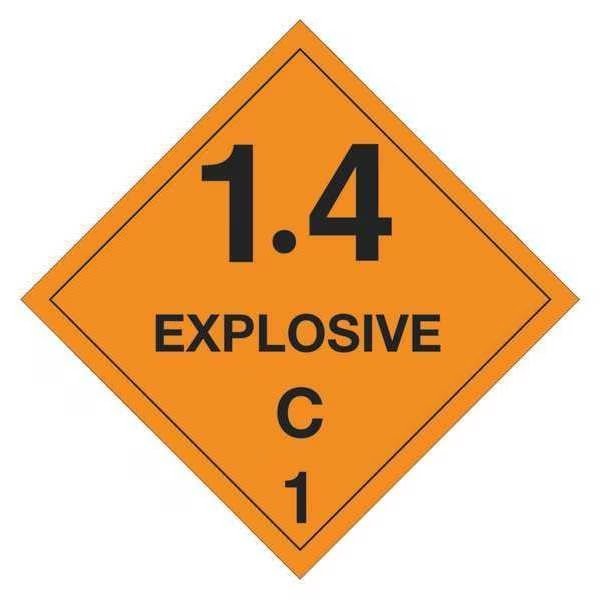 Tape Logic® Labels, "Explosive - 1.4C - 1, 4" x 4", Orange/Black, 500/Roll, Tape Logic, Mfr#: DL5031