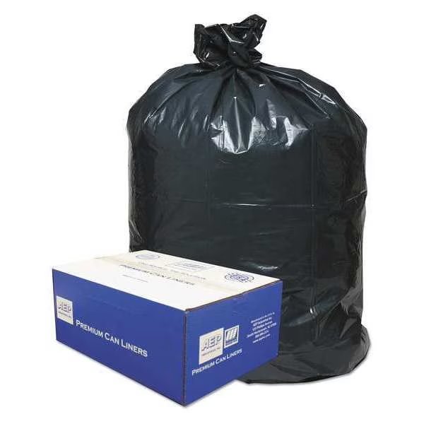 60 gal Trash Can Liners, 38 in x 58 in, Heavy-Duty, 0.9 mil, Black, 100 PK, Classic, Mfr#: WEBB60