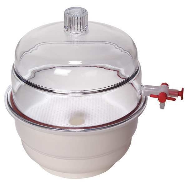 Desiccator, Vacuum, White Base, PP/PC, 12", United, Mfr#: 55207