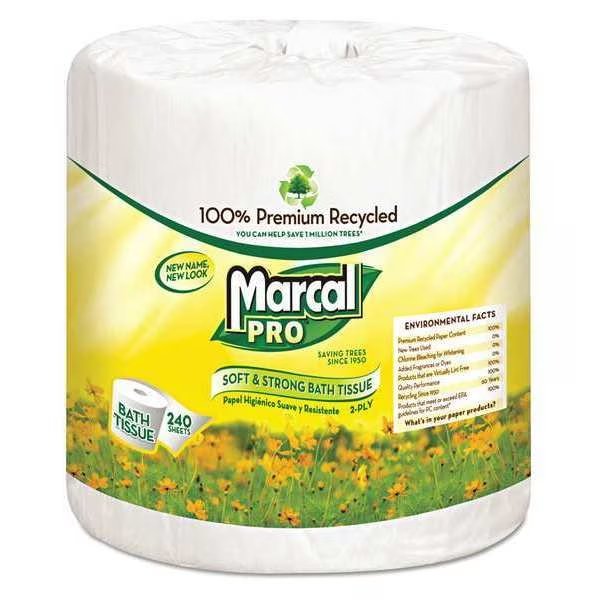 Bathroom Tissue, Standard, 2 Ply, 240 Sheets, White, 48 PK, Marcal Pro, Mfr#: 3001
