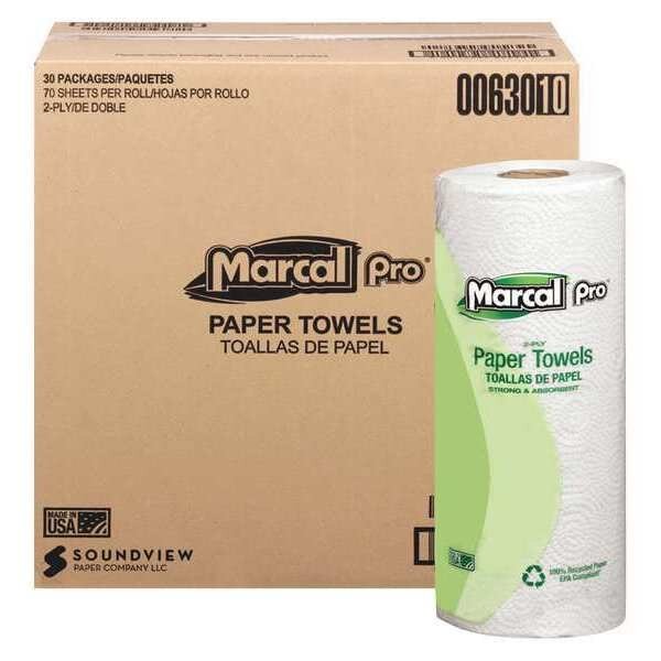 Premium Recycled Towels, 2-Ply, PK30, 2 Ply, 30 PK, Marcal, Mfr#: MAC 630