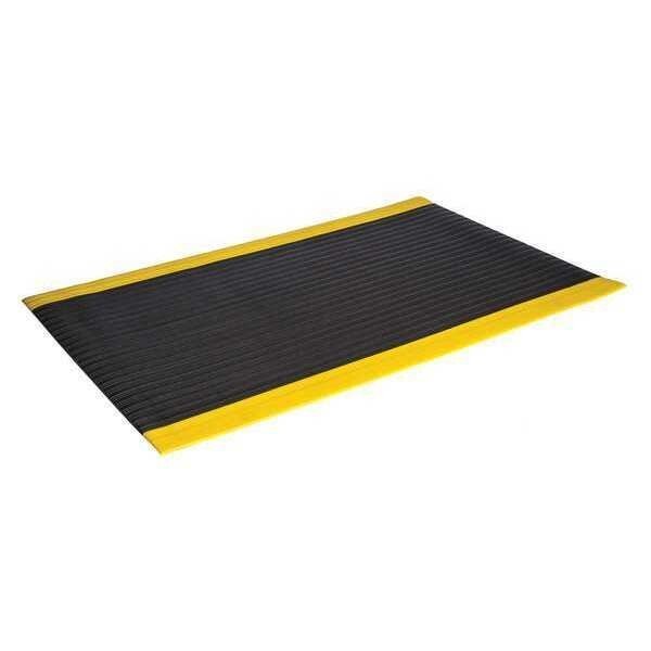 Antifatigue Ribbed Mat, Black/Yellow, 12 ft. L x, Crown Matting Technologies, Mfr#: SE 3832YB