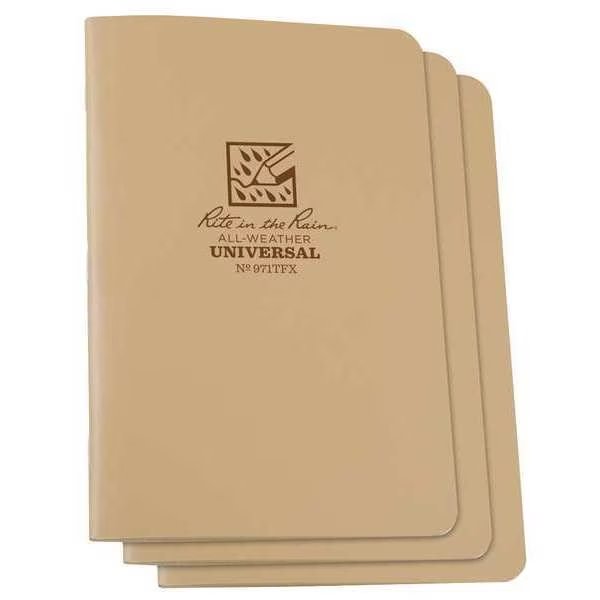 All Weather Notebook, Tan, Universal, PK3, Rite In The Rain, Mfr#: 971TFX-M