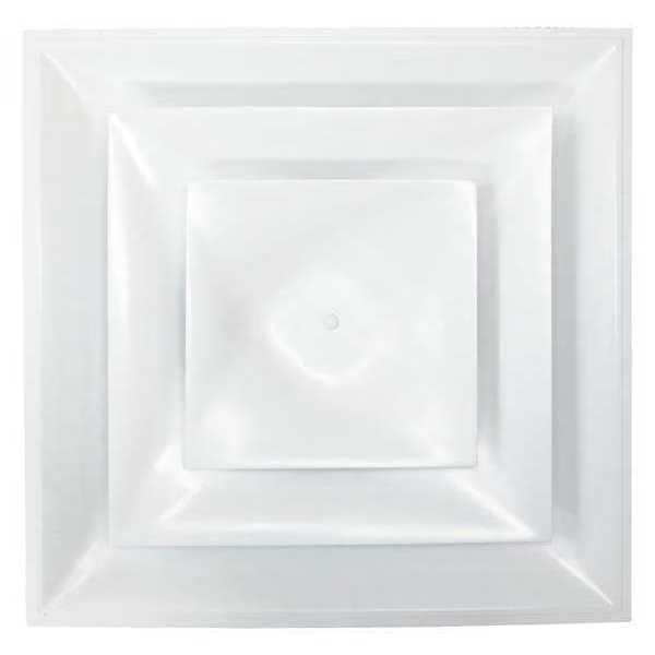 8 in Square 3 Cone Ceiling Diffuser, White, American Louver, Mfr#: STR-C-8W