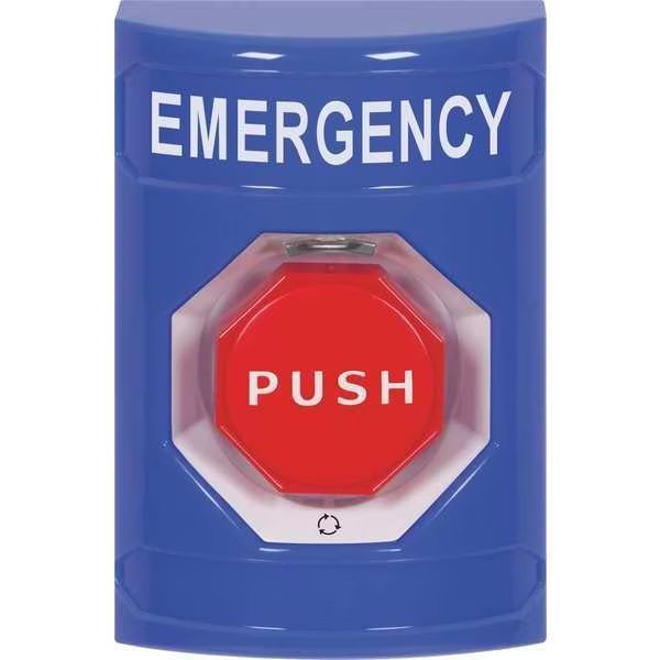 Emergency Push Button, Blue, Red Button, Safety Technology International, Mfr#: SS2409EM-EN