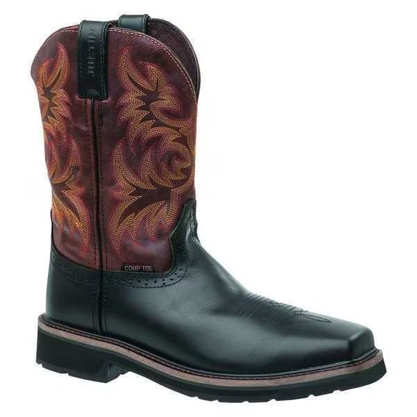 Size 10-1/2EE Men's Western Boot Composite Work Boot, Black, Justin Original Workboots, Mfr#: SE4818