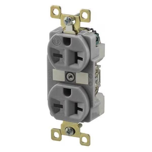 Receptacle, 20 A Amps, 250V AC, Flush Mount, Standard Duplex Outlet, 6-20R, Gray, EnjoyTool Select, Mfr#: 5462GRY