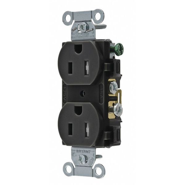 Receptacle, 15 A Amps, 125V AC, Flush Mount, Standard Duplex Outlet, 5-15R, Black, EnjoyTool Select, Mfr#: CBRS15BLKTR