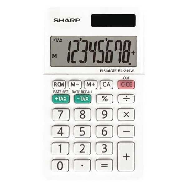 Pocket Calculator, LCD, 8 Display Digits, Sharp, Mfr#: EL-244WB