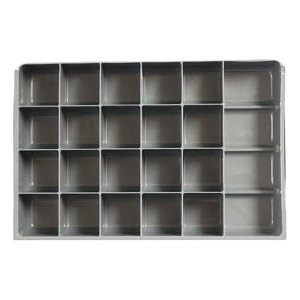 Compartment Drawer Insert with 21 compartments, Polypropylene, 2" H x 13-3/8 in W, Durham Mfg, Mfr#: 229-95-21-IND
