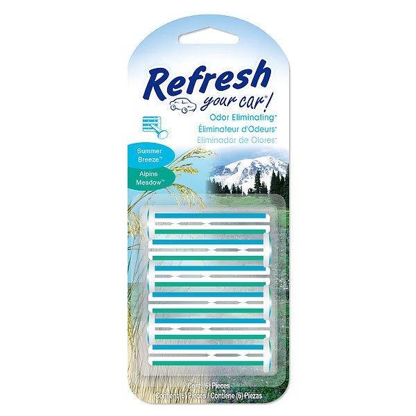 Air Freshener, Stick, Blue/Green, PK6, Refresh, Mfr#: AUTORVS301-6AME