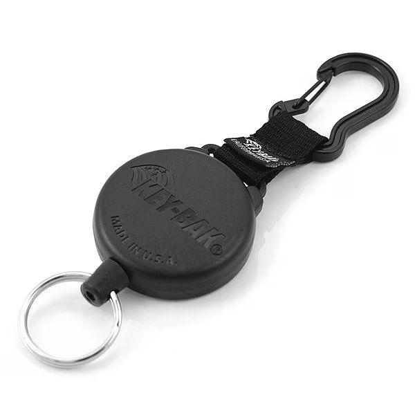 Key Reel, 28" L, Black, 1-1/8" Ring dia., Key-Bak, Mfr#: 0488-603