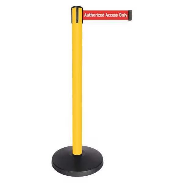 Barrier Post, Red/Wht Text Belt, Yllw Post, Queueway, Mfr#: QPLUS-35-RA