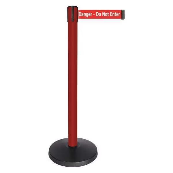 Barrier Post, Red Post, Red/White Txt Belt, Queueway, Mfr#: QPLUS-21-RI