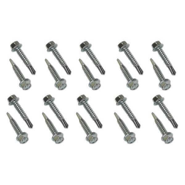 Self-Drilling Screw, 1/4" x 1-1/4 in, Zinc Plated Steel Hex Head Hex Drive, 20 PK, Snap-Loc, Mfr#: SLFETM20114