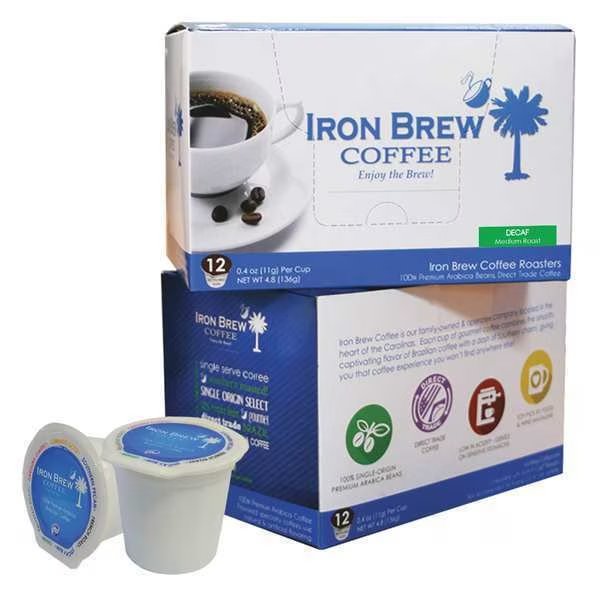 Coffee, 0.12 oz. Net Weight, Ground, PK12, Iron Brew, Mfr#: C-1CT-12DCFSS