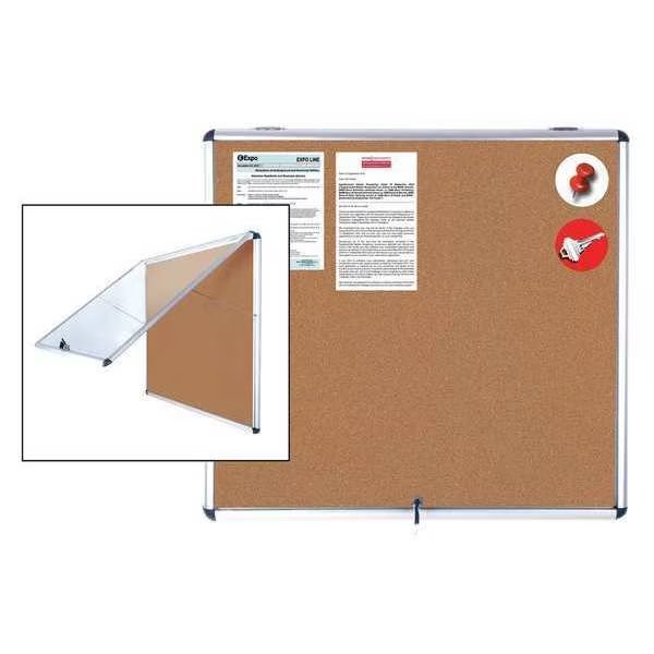 Enclosed Cork Bulletin Board 38"W x 47"H, Mastervision, Mfr#: VT380101150