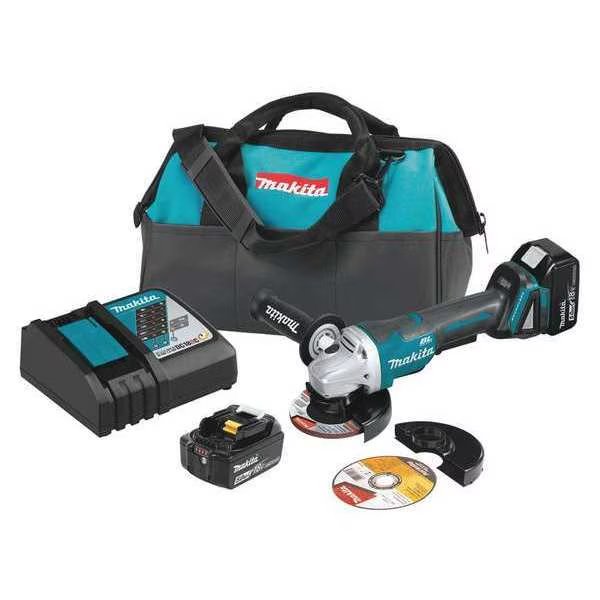 18V LXT® BL 4-1/2” / 5" Cut-Off/Angle Grinder Kit, Paddle (5.0Ah), Makita, Mfr#: XAG11T