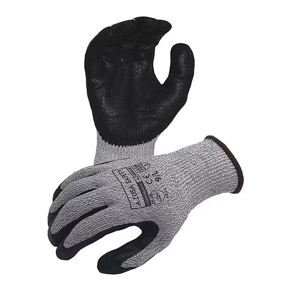 Cut Resistant Work Gloves, A3 Cut Level, Grey/Balck, XL, Azusa Safety, Mfr#: AZNBR009