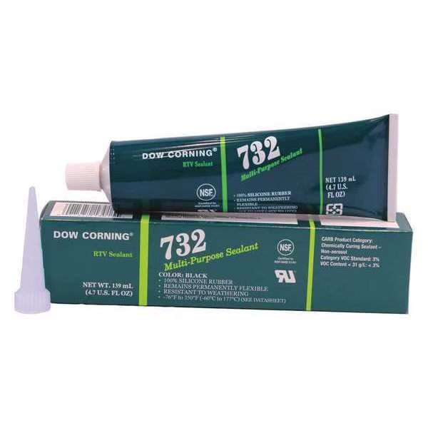Multi-Purpose Sealant, 4.7 oz, Tube, Black, Silicone Base, Dow, Mfr#: 3138364