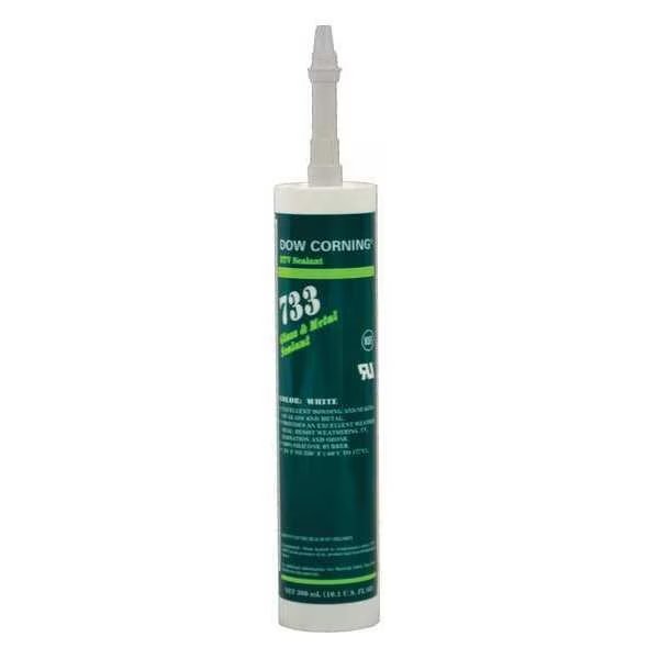 Glass & Metal Sealant, 10.1 oz, Cartridge, White, Silicone Elastomer Base, Dow, Mfr#: 99179245