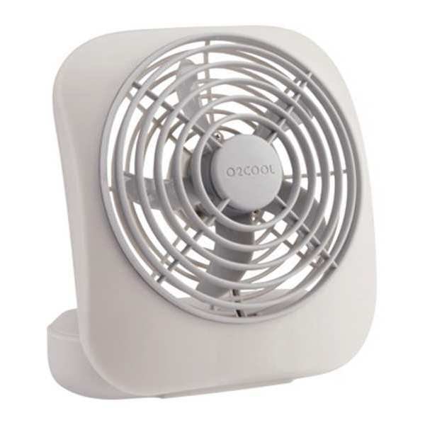 5" Table Fan, Non-Oscillating, 2 Speeds, 3VDC, White, FCC-Compliant Adapter, Treva/O2Cool, Mfr#: FD05805