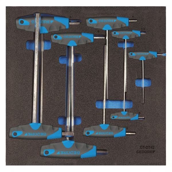 9 Piece Metric T-Shape Hex Key Set, 1500 CT2-DT 2142, Gedore, Mfr#: 1500 CT2-DT 2142
