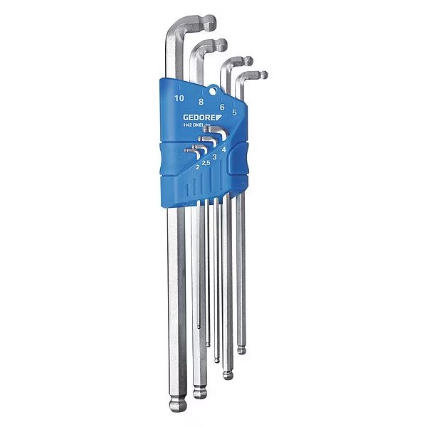 8 Piece Metric L-Shape Hex Key Set, H 42 DKEL-88, Gedore, Mfr#: H 42 DKEL-88
