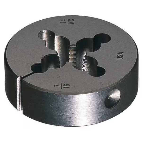HSS Round Adjustable DIe 6382 Greenfield ThreadIng 13/16 In Outside Diameter M6x1, Greenfield Threading, Mfr#: 415757