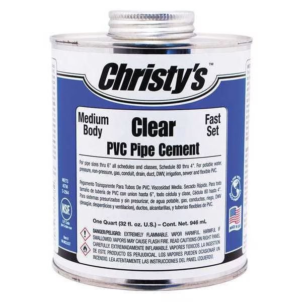 Pipe Cement, Clear, 32 oz., Christys, Mfr#: RH-MCLV-QT-12