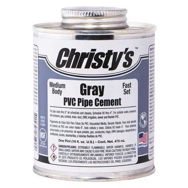 Pipe Cement, Gray, 16 oz., Christys, Mfr#: RH-MGLV-PT-12