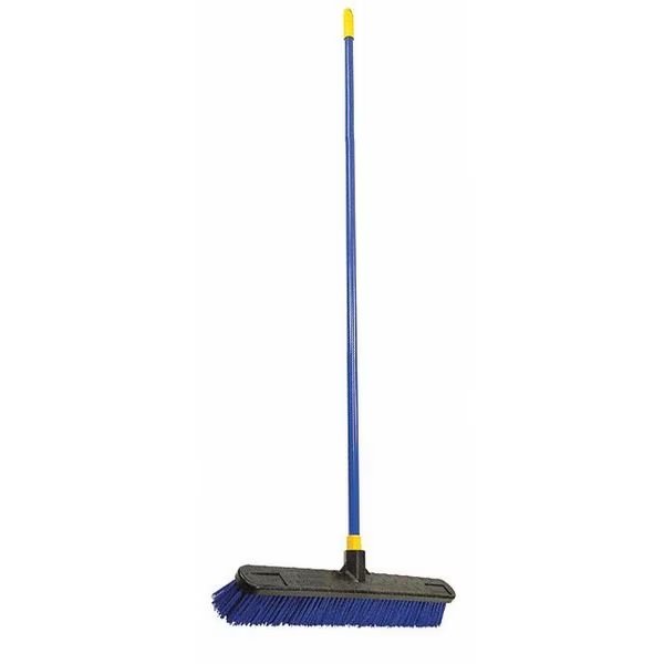 24 in Sweep Face Push Broom, Stiff, Synthetic, 3 1/8 in Bristle, 60 in L Blue Handle, Quickie, Mfr#: 599