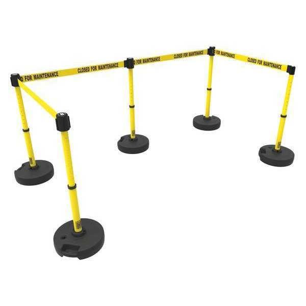 PLUS Barrier Set X5, Closed for Maint, Ylw, Banner Stakes, Mfr#: PL4590
