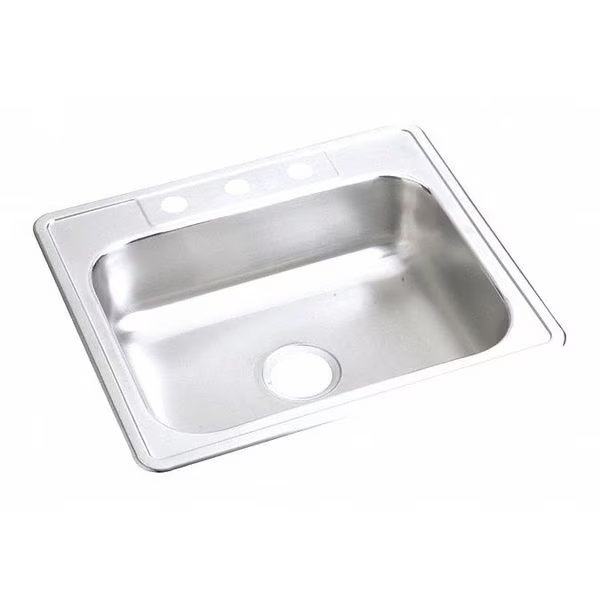 Sink, SS, 25x22x6-9/16", Top, Elkay, Mfr#: D125224