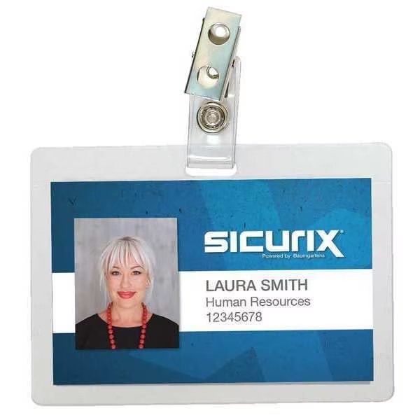 ID Badge Holder, Horizontal, PK100, Sicurix, Mfr#: BAU 62916